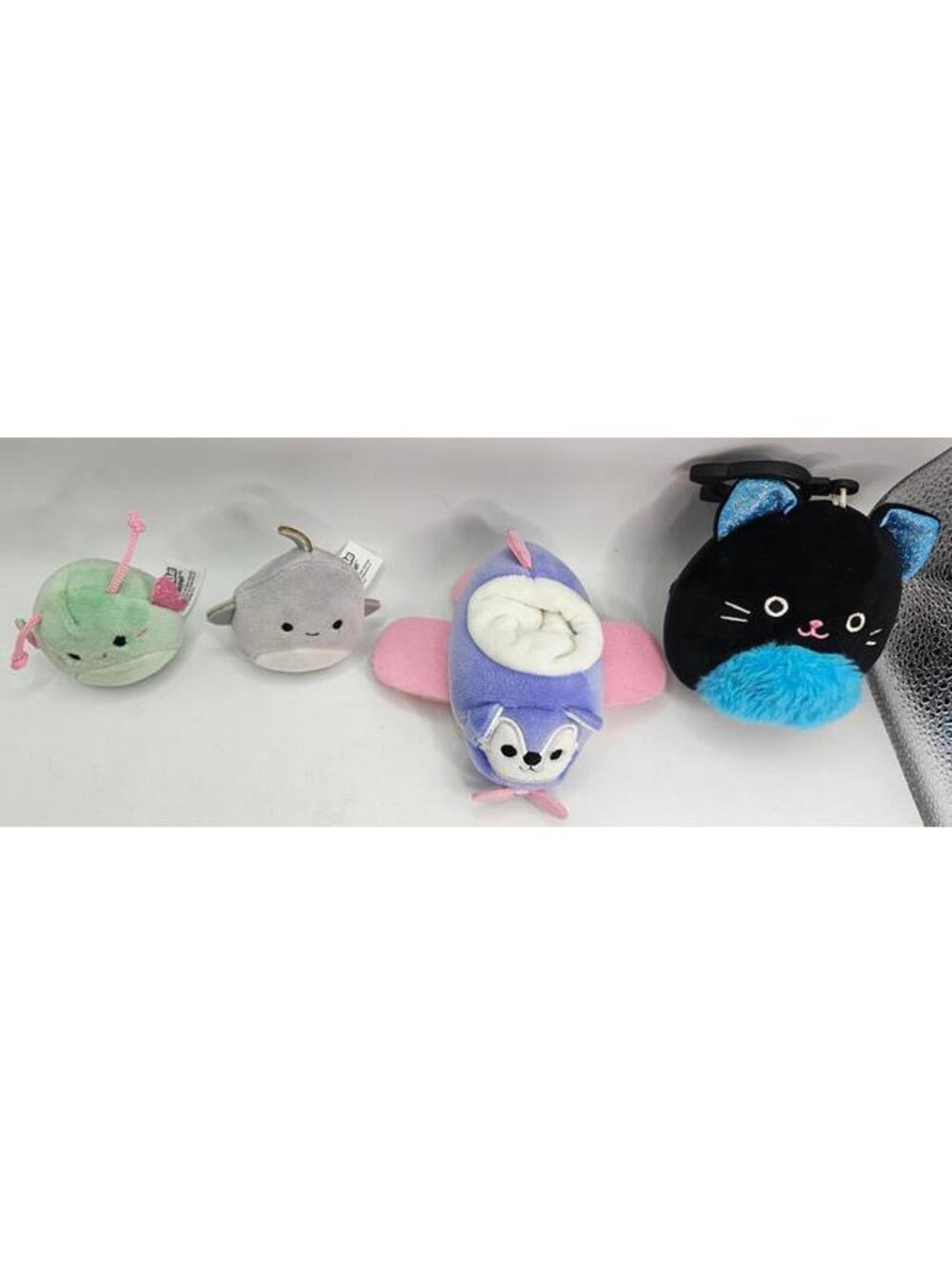 Set of 4 Disney Original Squishmallows Plush Toys Angler Fish, Shark, Owl & Cat